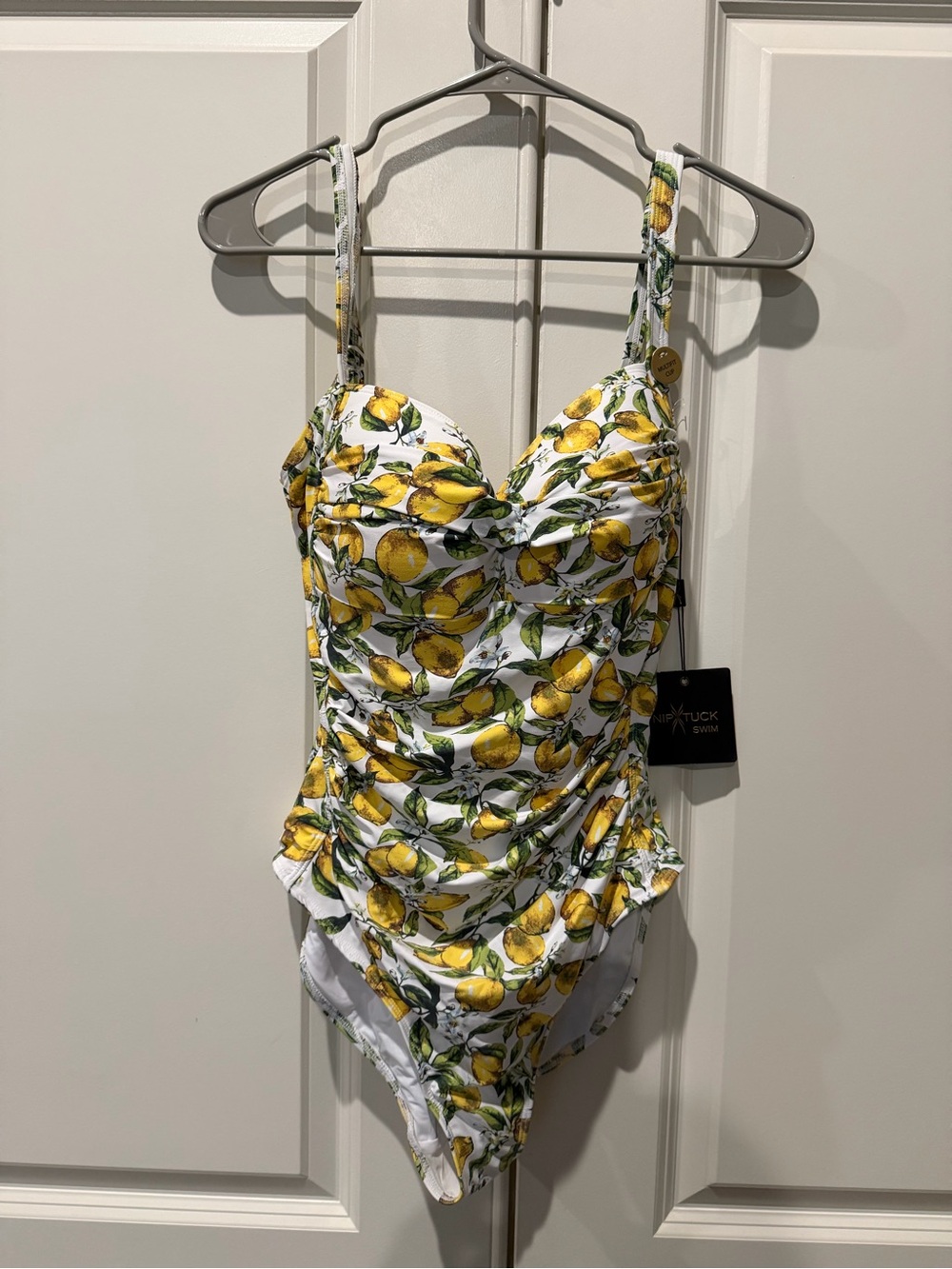 Nip Tuck Swim Lemon-Print White One-Piece Swimsuit